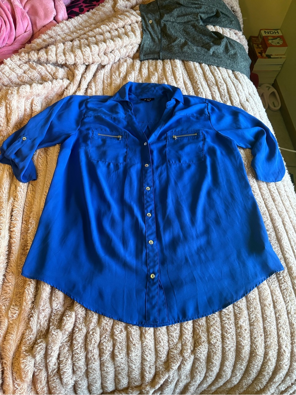 Women’s Royal Blue Button-Front Blouse